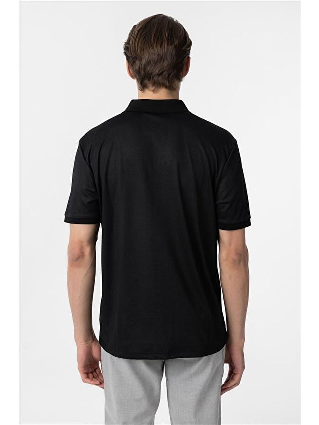 Siyah Regular Baskılı Polo Yaka Tişört-4
