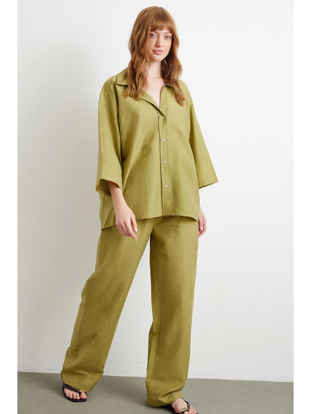 Fakir Kol Oversize Gömlek Yeşil-1