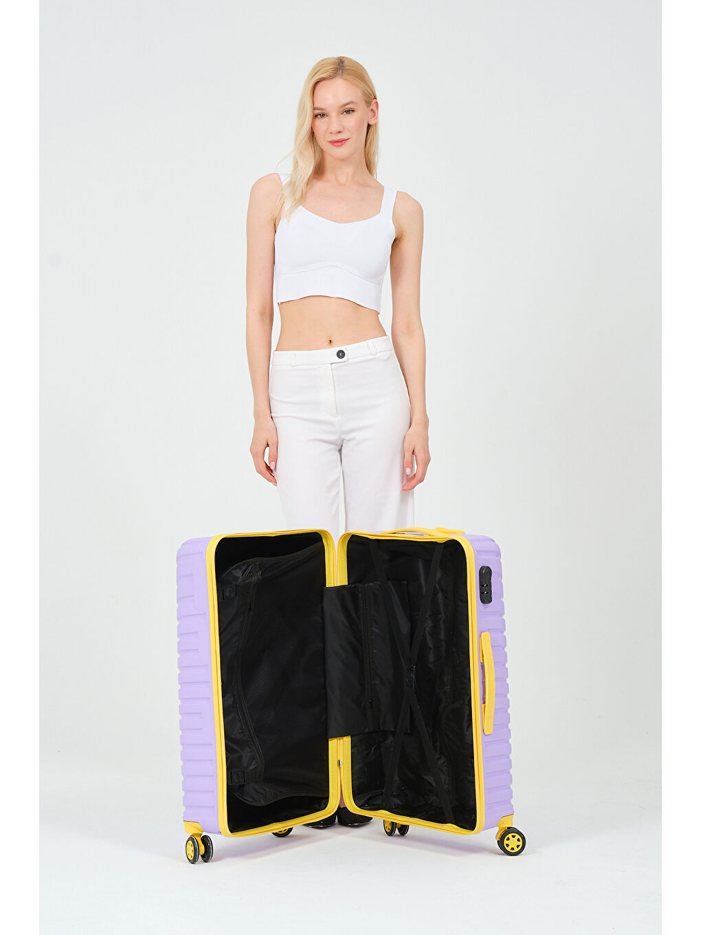 Orta Boy Lila-Sarı PP Valiz-10