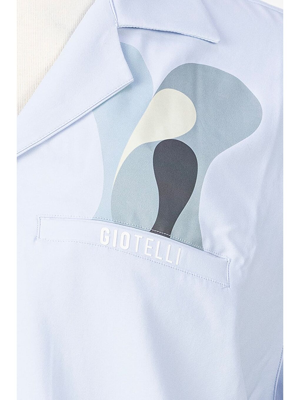 Giotelli Erkek Açık Mavi Geniş Kesim Oversize Fit Dokuma Baskılı Kamp Yaka Gömlek-2