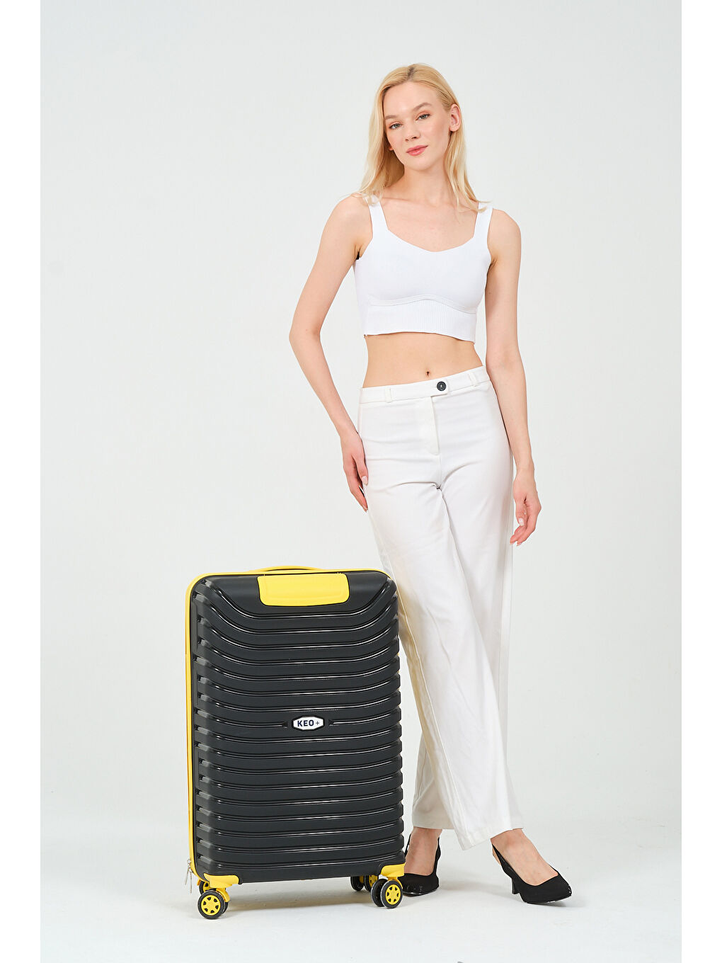 Orta Boy Siyah-Sarı PP Valiz-8