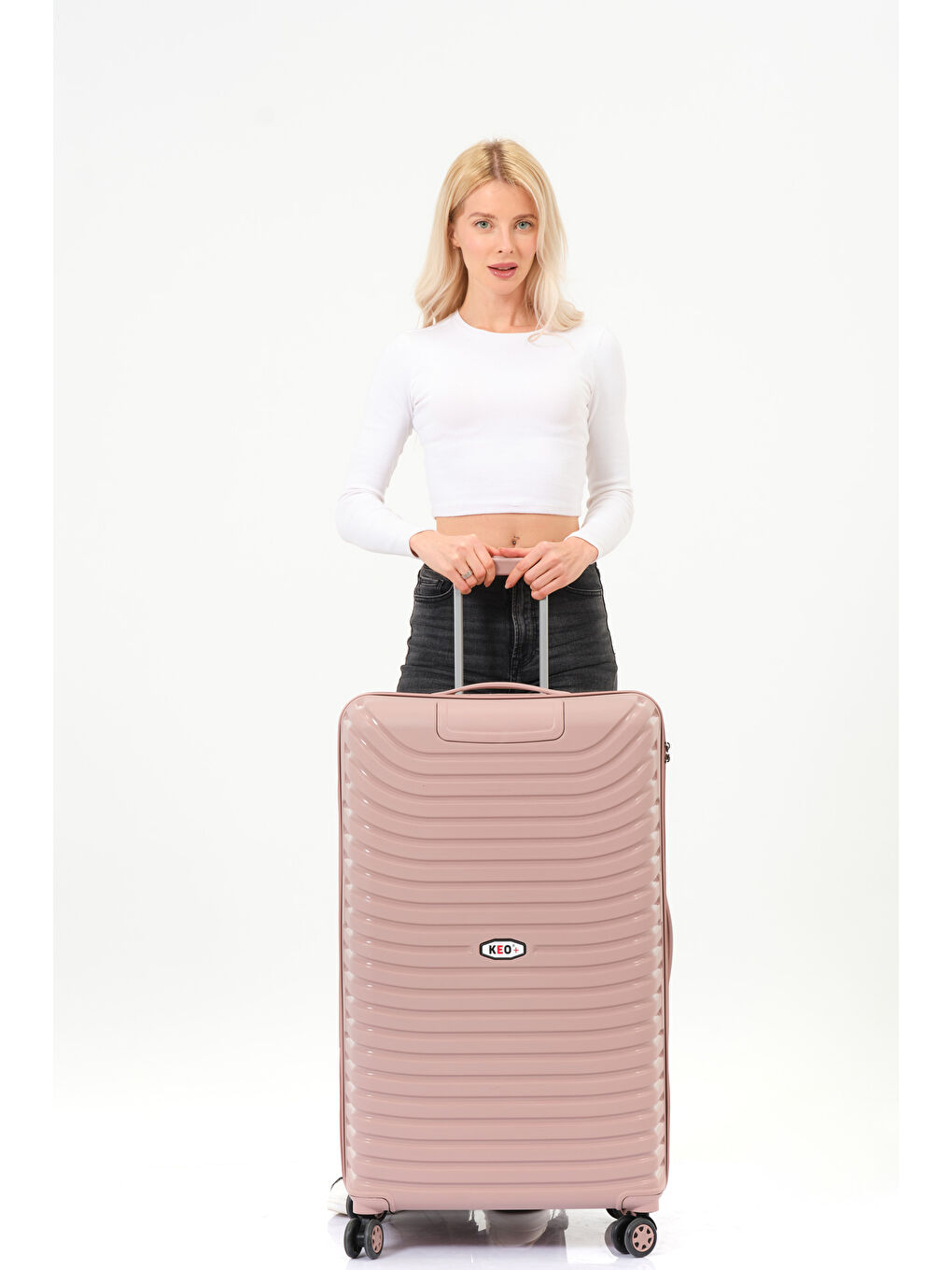 Pembe Büyük Boy Pudra PP Valiz-3