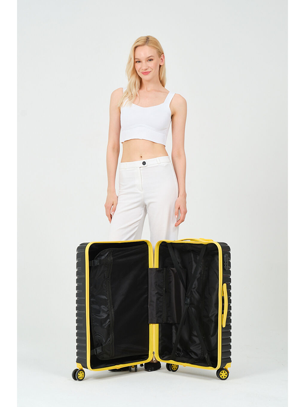 Orta Boy Siyah-Sarı PP Valiz-10