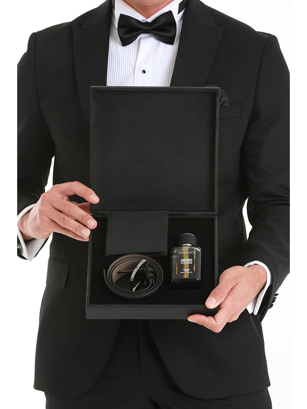 Siyah Cüzdan Parfüm Kemer Hediyelik Set-1