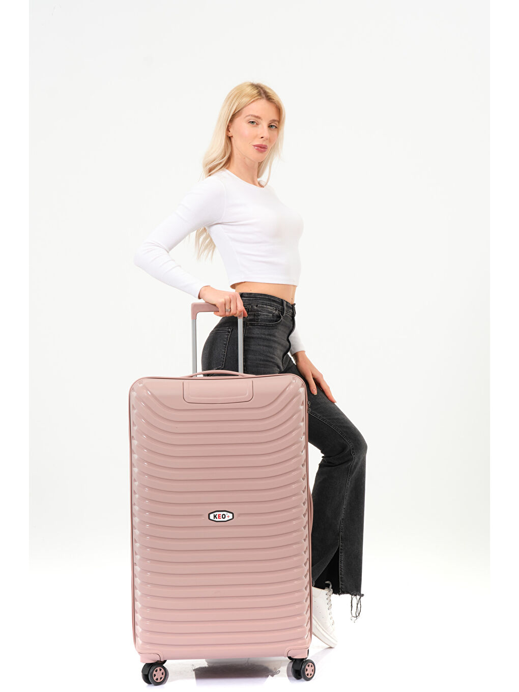 Pembe Büyük Boy Pudra PP Valiz-9