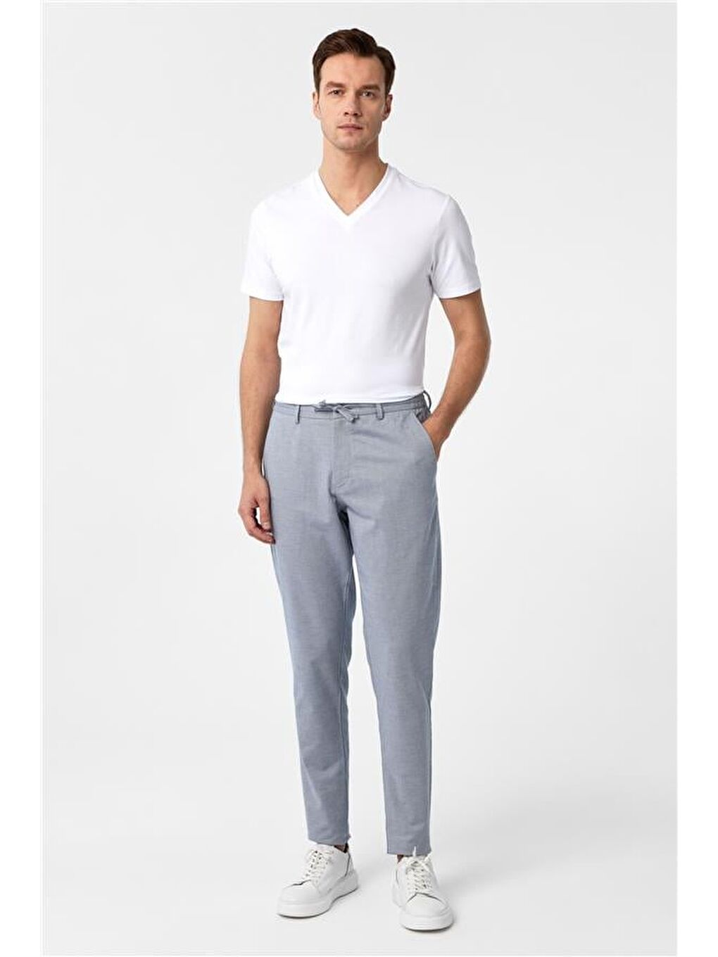 Buz Mavi Slim Armürlü Jogger Pantolon