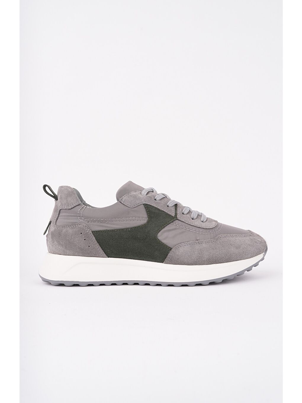 Gri SVENSON Kalın Taban Bağcıklı Hakiki Deri Erkek Günlük Sneaker Spor Ayakkabı-4