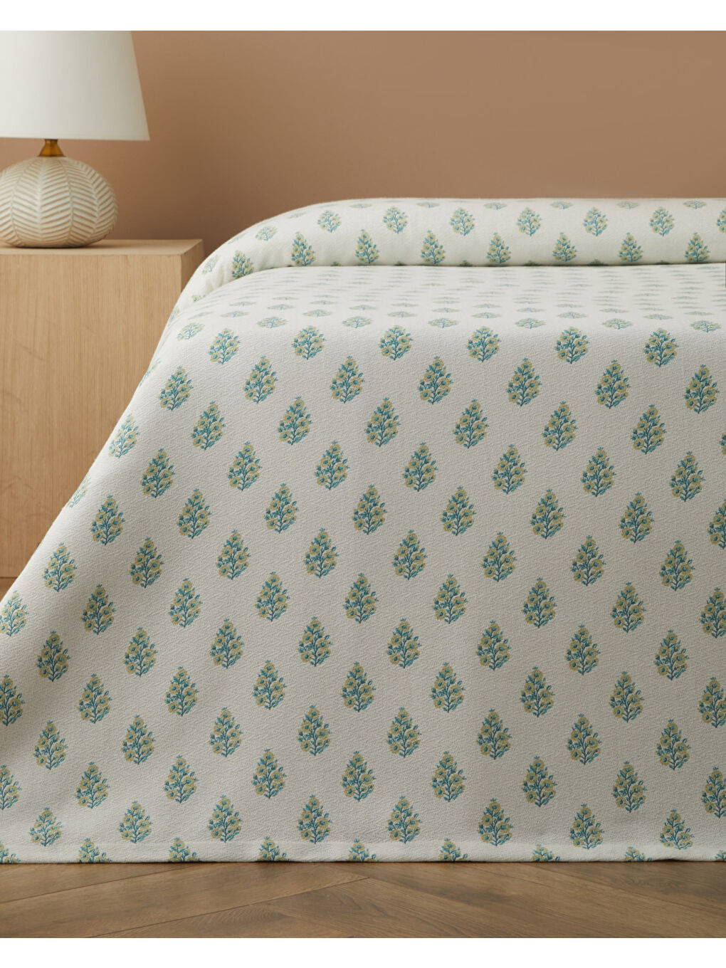 Green Harmony Baskılı Pamuklu Çift Kişilik Pike 200x220 cm Yeşil-1