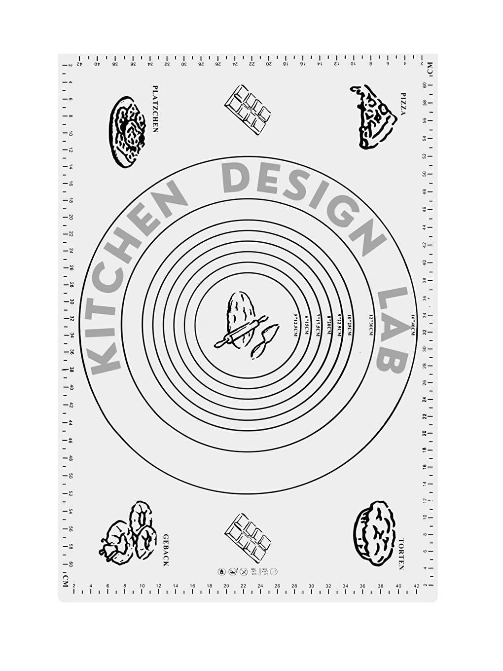 2'li Set Beyaz 45x65 Cm Silikon Hamur Açma Matı Ve Çelik Spatula Hamur Kesici-2