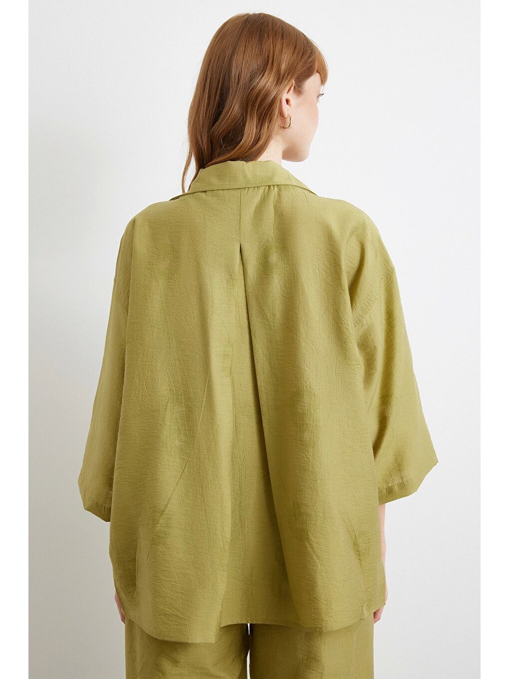 Fakir Kol Oversize Gömlek Yeşil-5