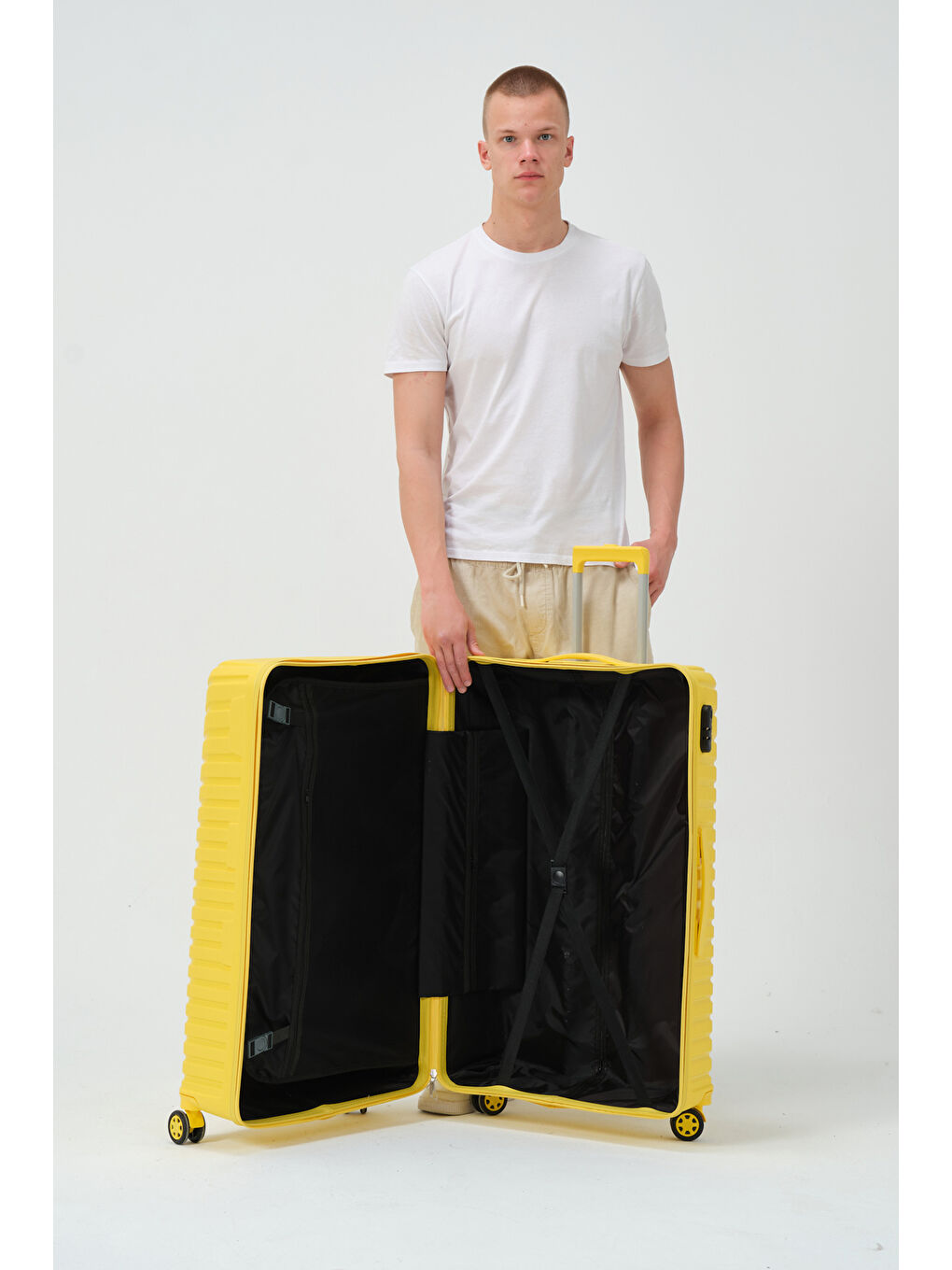 Büyük Boy Sarı PP Valiz-11