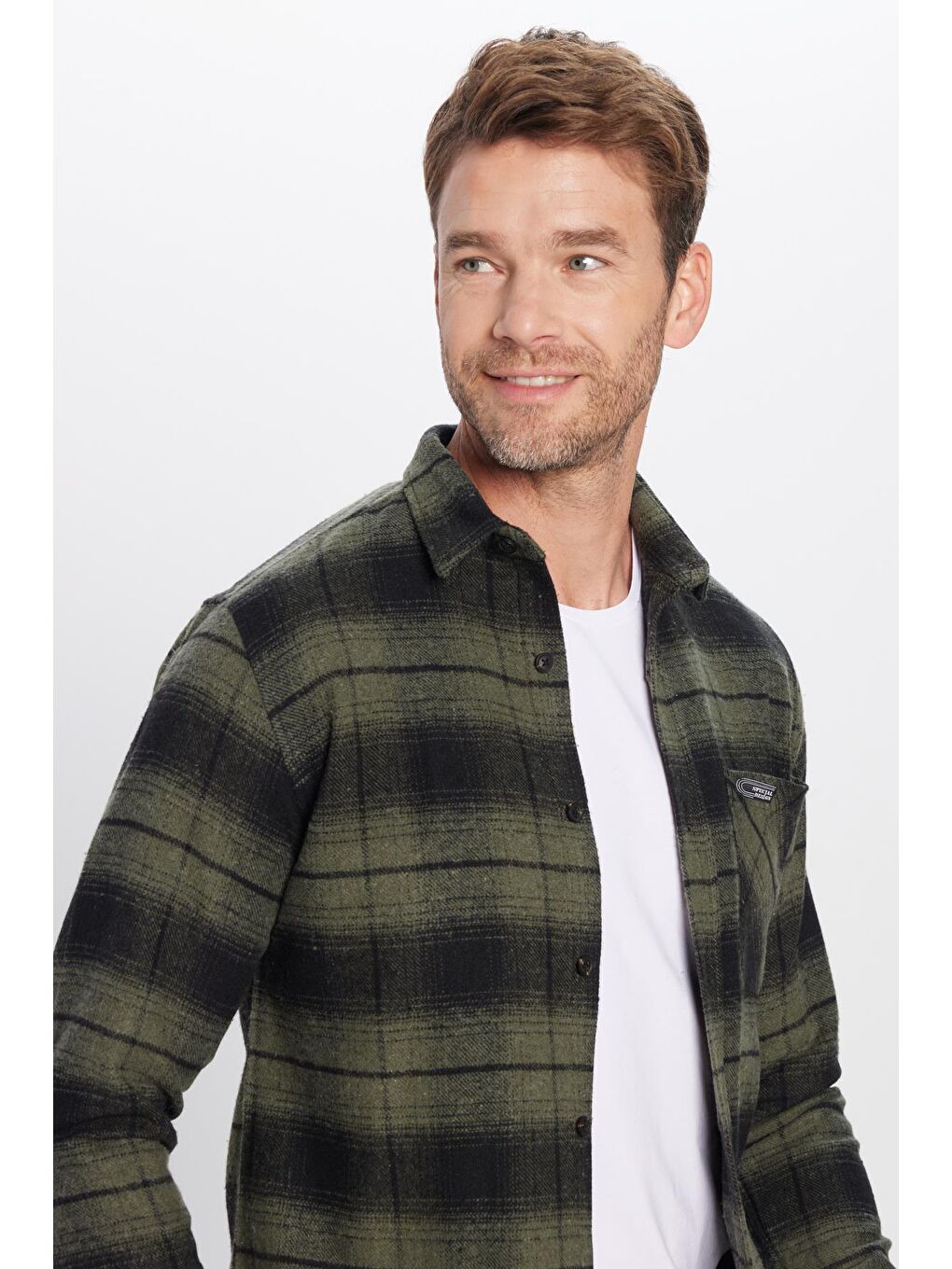 Karışık Erkek Slim Fit Dar Kesim Oduncu Tek Cepli Kareli Kışlık Gömlek