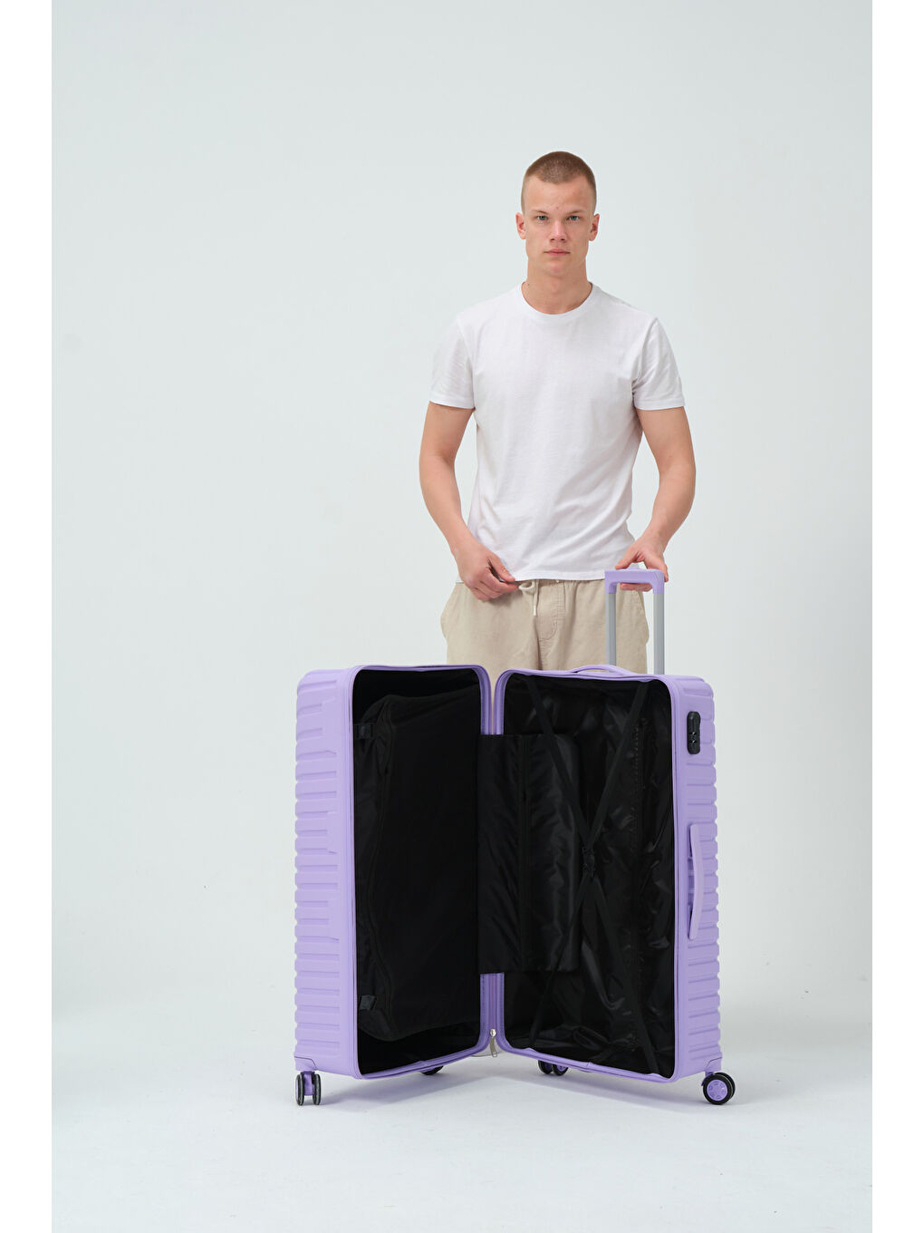 Büyük Boy Lila PP Valiz-10