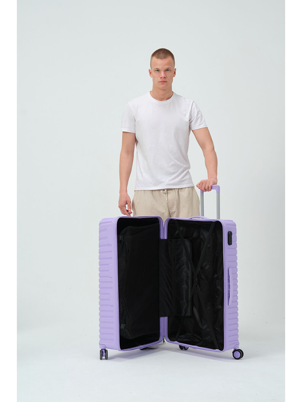 Büyük Boy Lila PP Valiz-11
