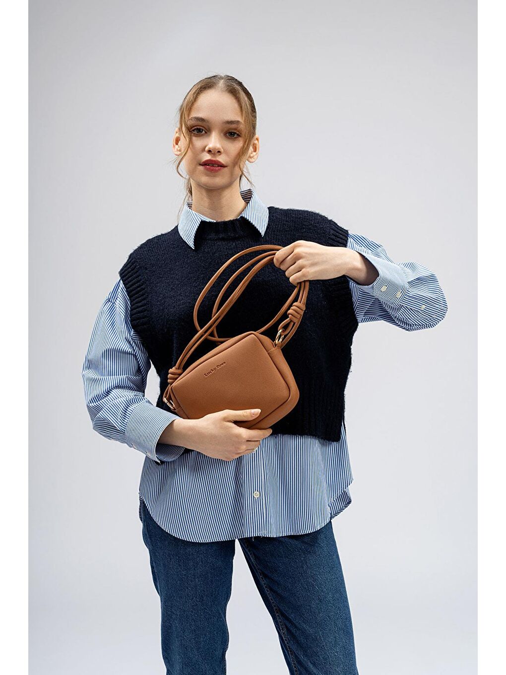 Sarı Çapraz Askılı Fermuarlı Kadın Mini Omuz Çantası