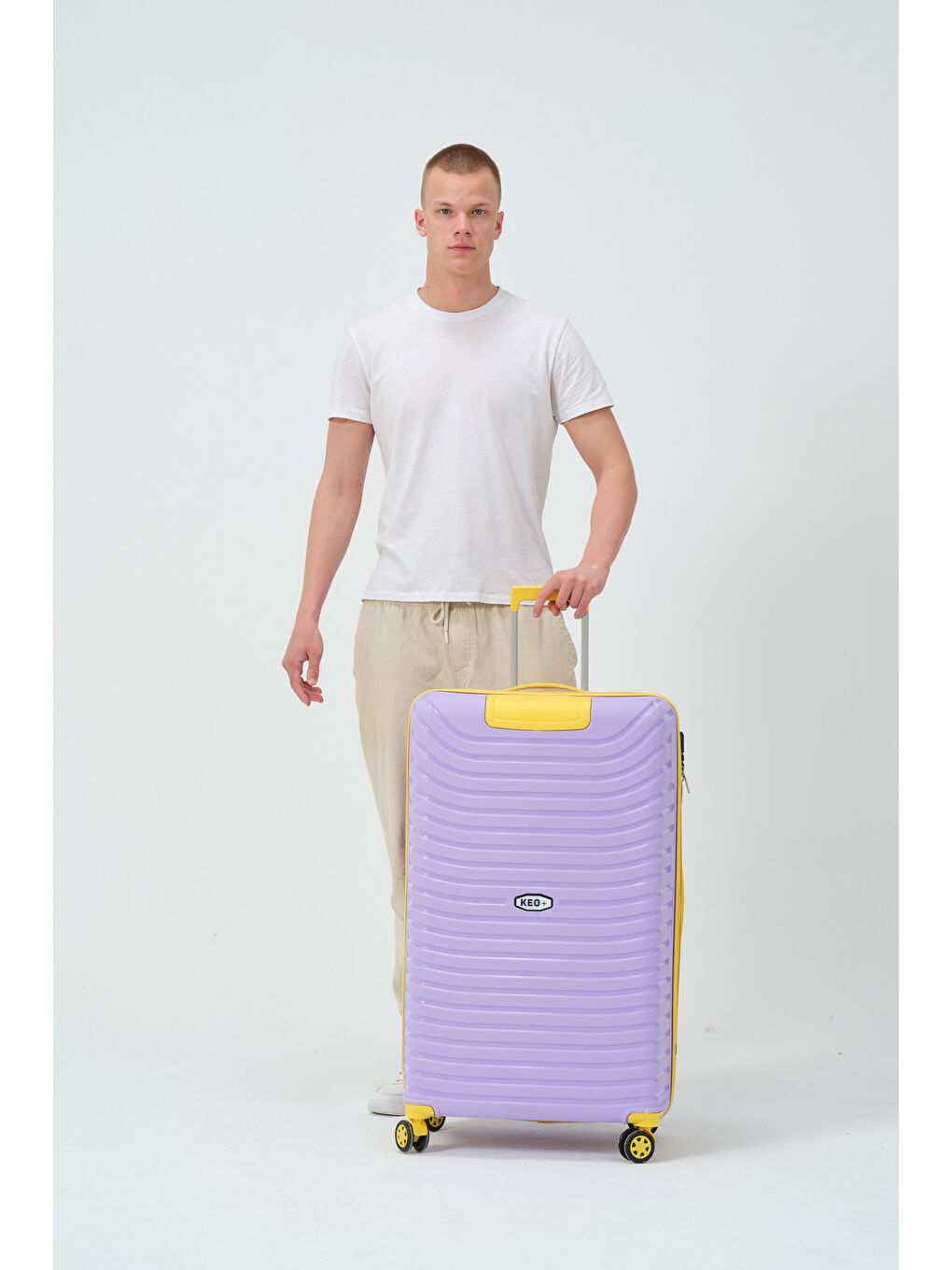 Büyük Boy Lila-Sarı PP Valiz