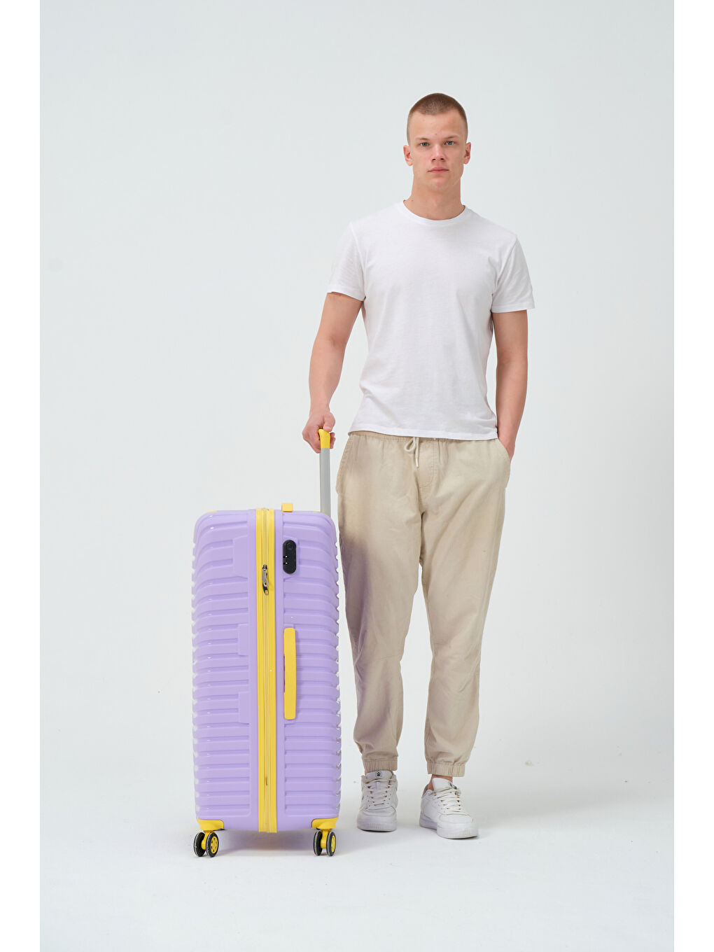 Büyük Boy Lila-Sarı PP Valiz-1