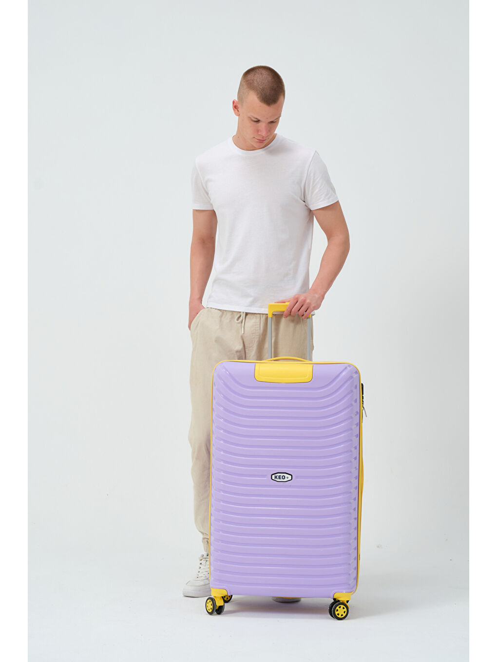 Büyük Boy Lila-Sarı PP Valiz-2