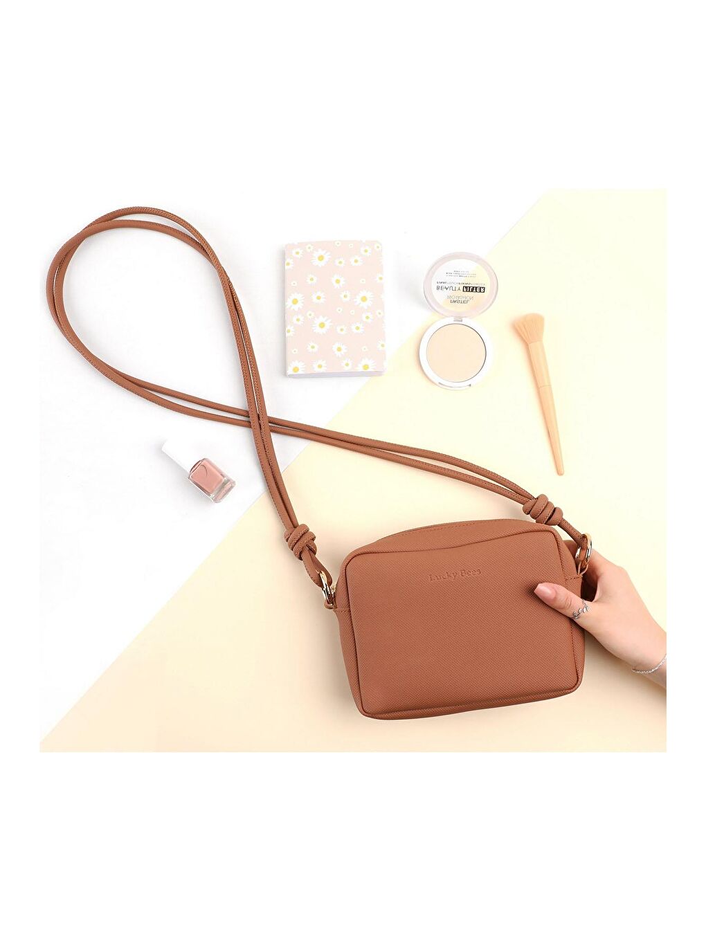 Sarı Çapraz Askılı Fermuarlı Kadın Mini Omuz Çantası-6