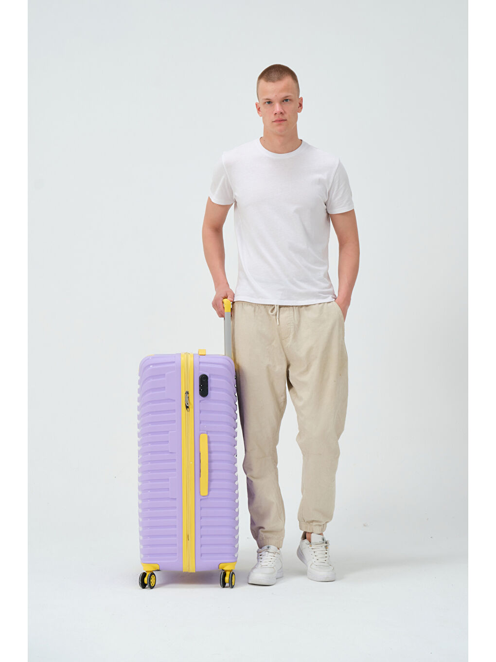 Büyük Boy Lila-Sarı PP Valiz-3