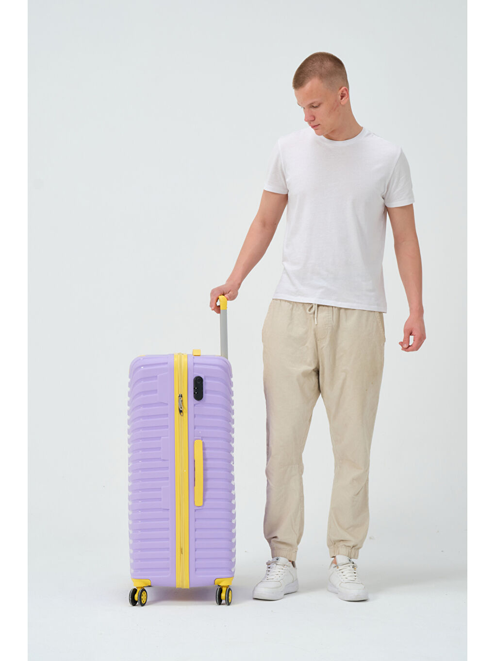 Büyük Boy Lila-Sarı PP Valiz-4