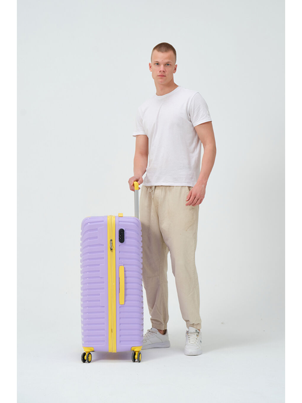Büyük Boy Lila-Sarı PP Valiz-5
