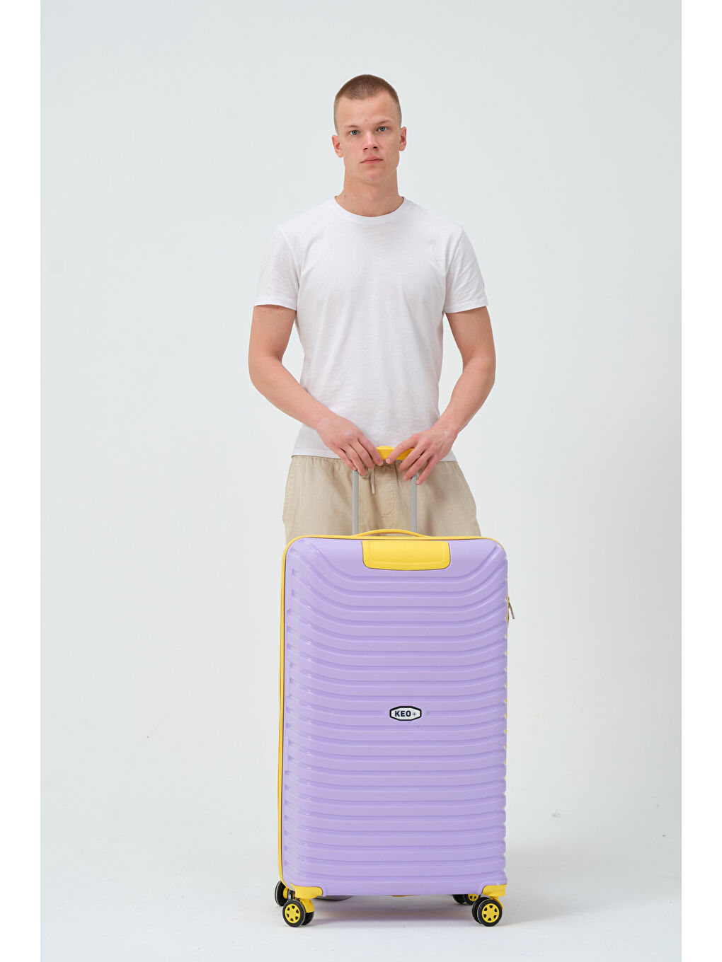 Büyük Boy Lila-Sarı PP Valiz-6