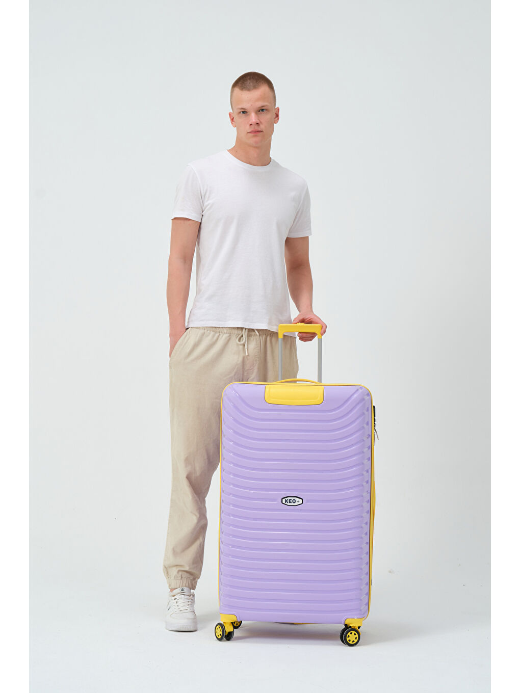 Büyük Boy Lila-Sarı PP Valiz-7