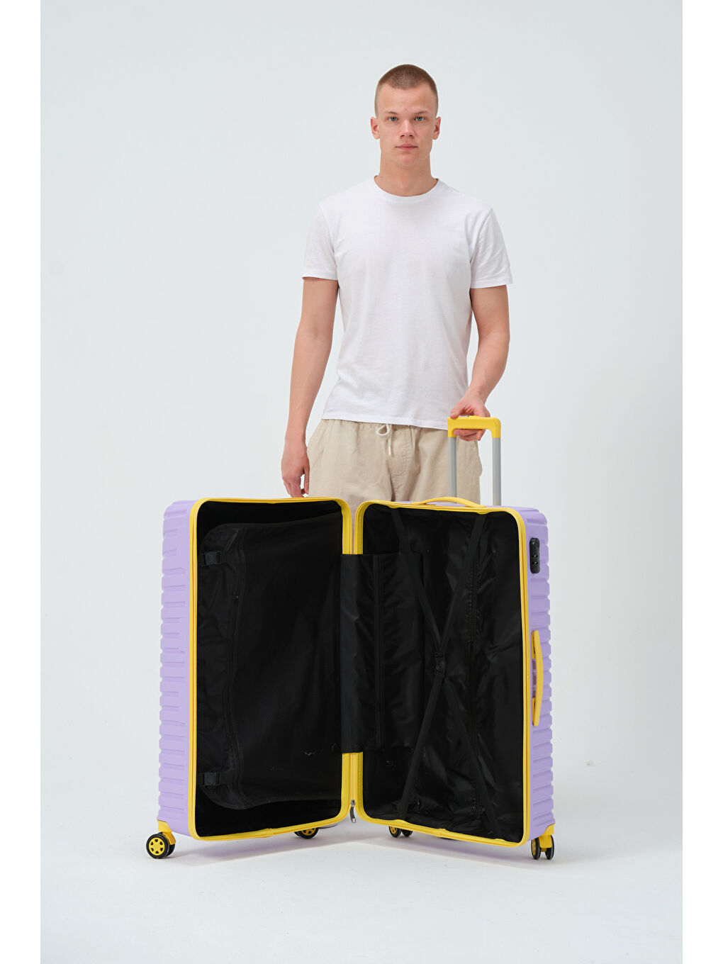 Büyük Boy Lila-Sarı PP Valiz-8