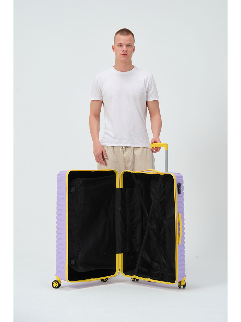 Büyük Boy Lila-Sarı PP Valiz-9