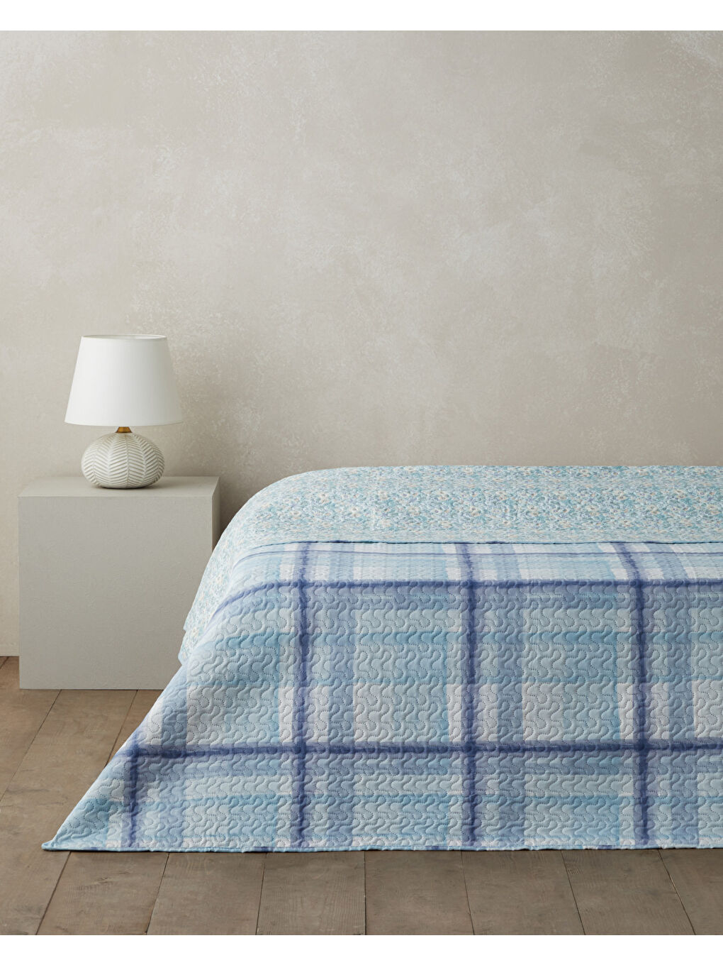 Misty Flora King Size Çok Amaçlı Örtü 220x240 cm Açık Mavi-1