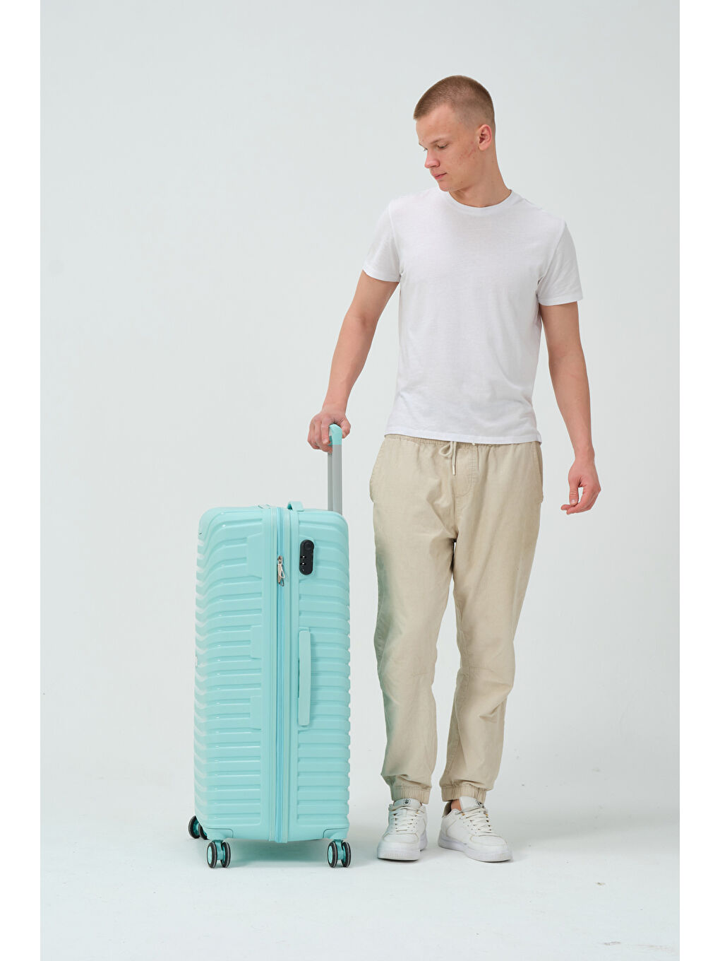 Büyük Boy Turkuaz PP Valiz-4