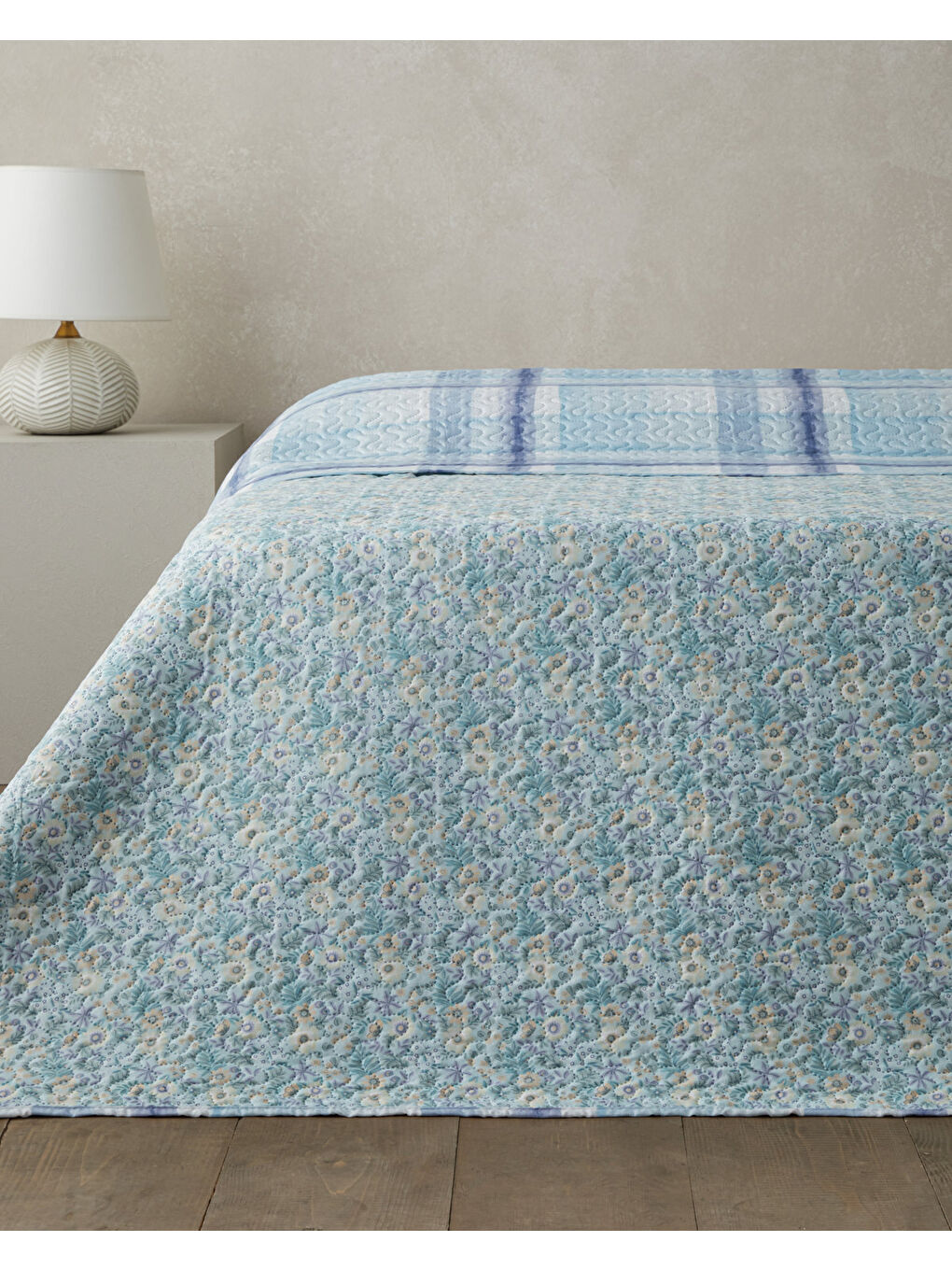 Misty Flora King Size Çok Amaçlı Örtü 220x240 cm Açık Mavi-2