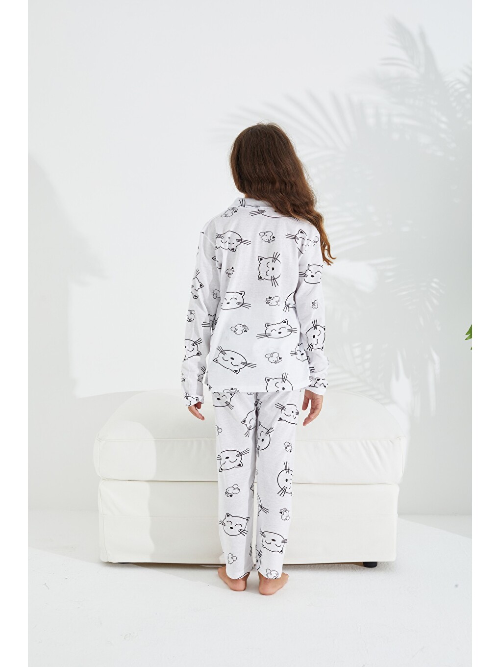 Karışık Pamuklu Düğmeli Pijama Takımı-3