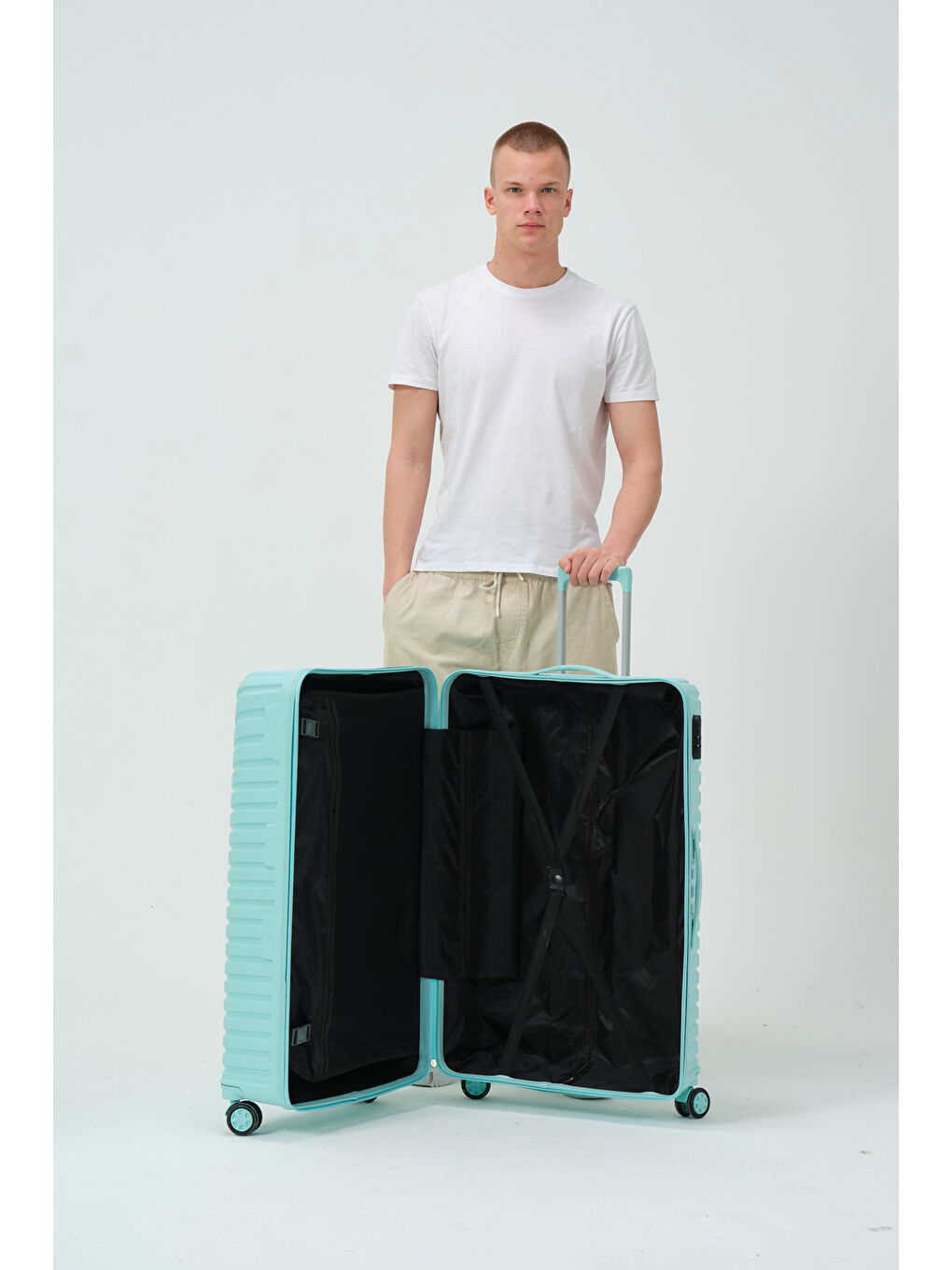 Büyük Boy Turkuaz PP Valiz-9