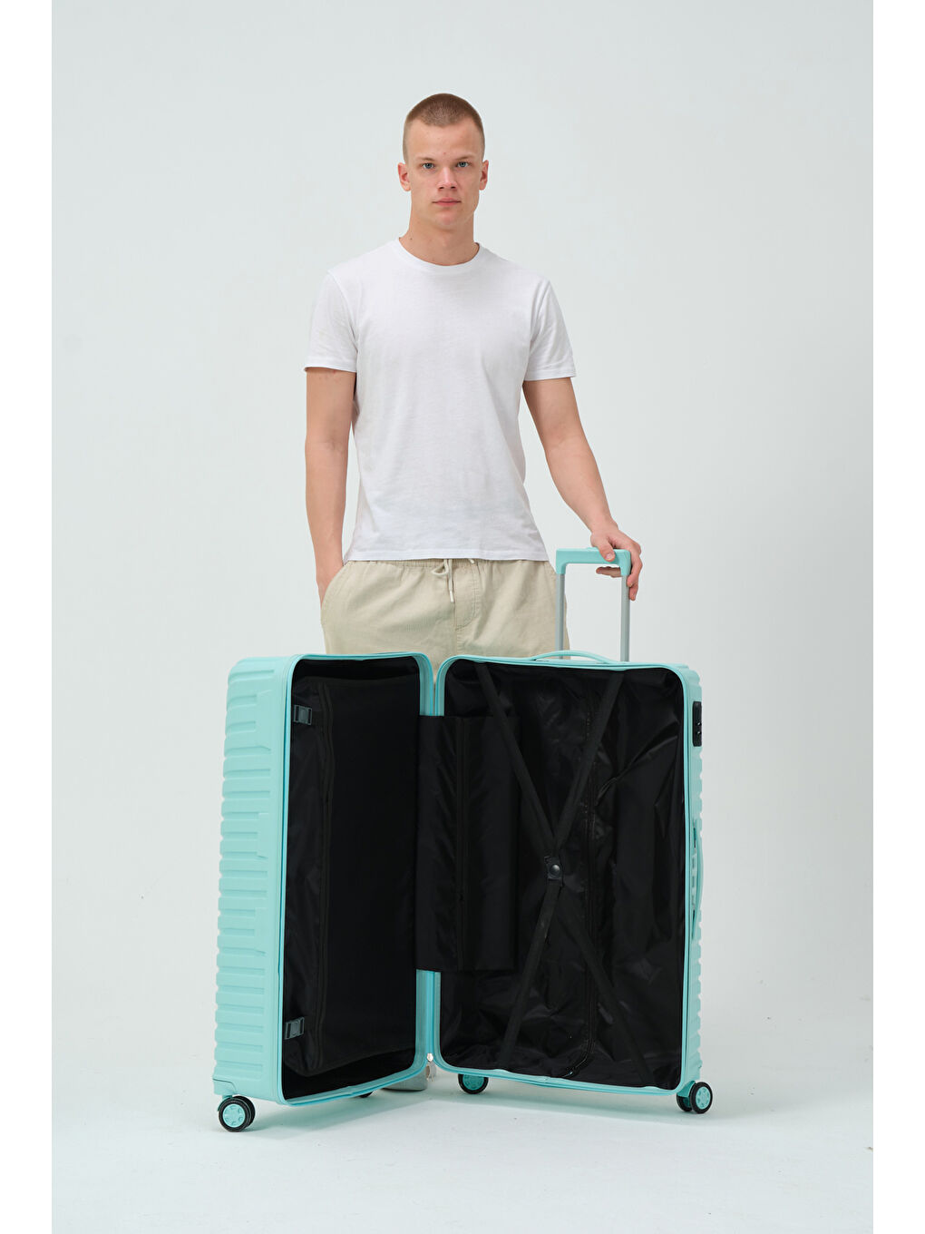 Büyük Boy Turkuaz PP Valiz-10