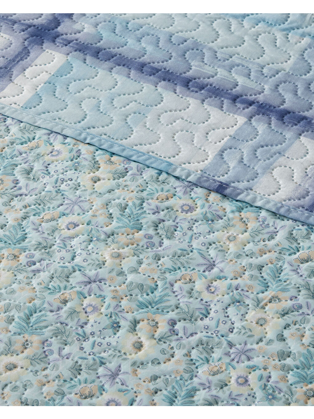 Misty Flora King Size Çok Amaçlı Örtü 220x240 cm Açık Mavi-3
