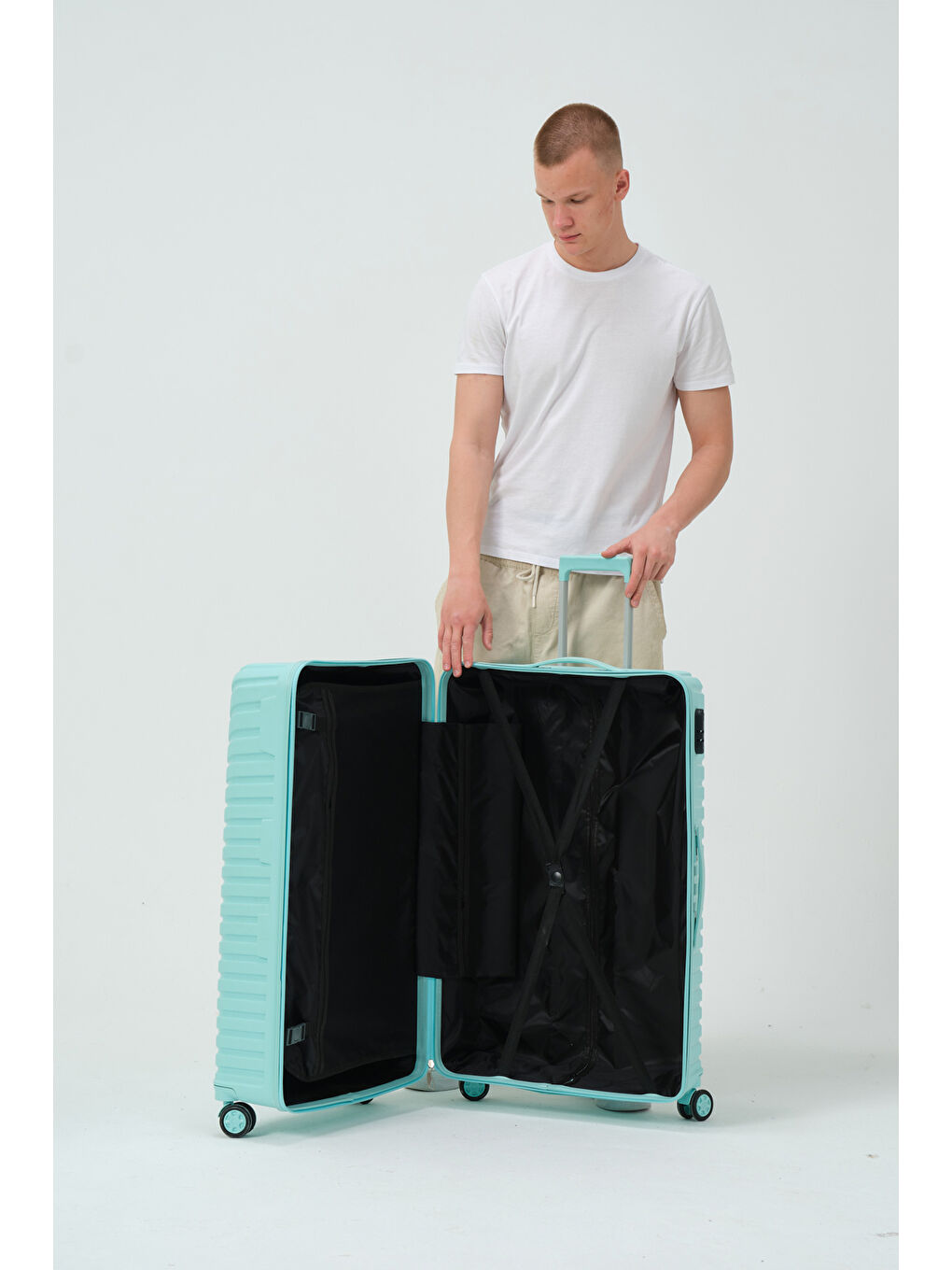 Büyük Boy Turkuaz PP Valiz-11