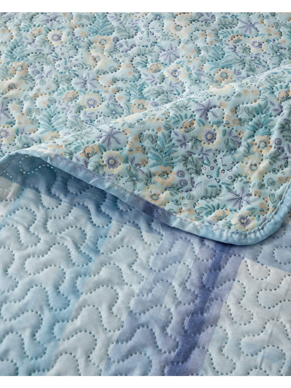 Misty Flora King Size Çok Amaçlı Örtü 220x240 cm Açık Mavi-5