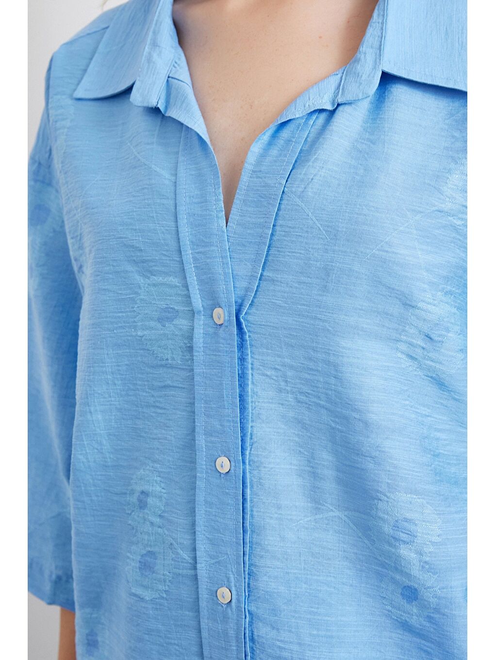 Fakir Kol Oversize Gömlek Mavi-4