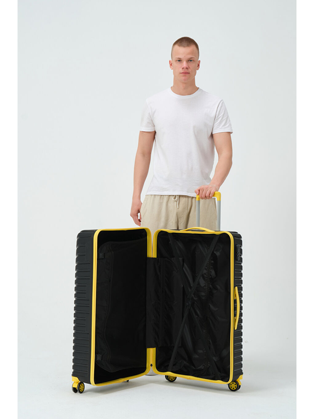Büyük Boy Siyah-Sarı PP Valiz-10