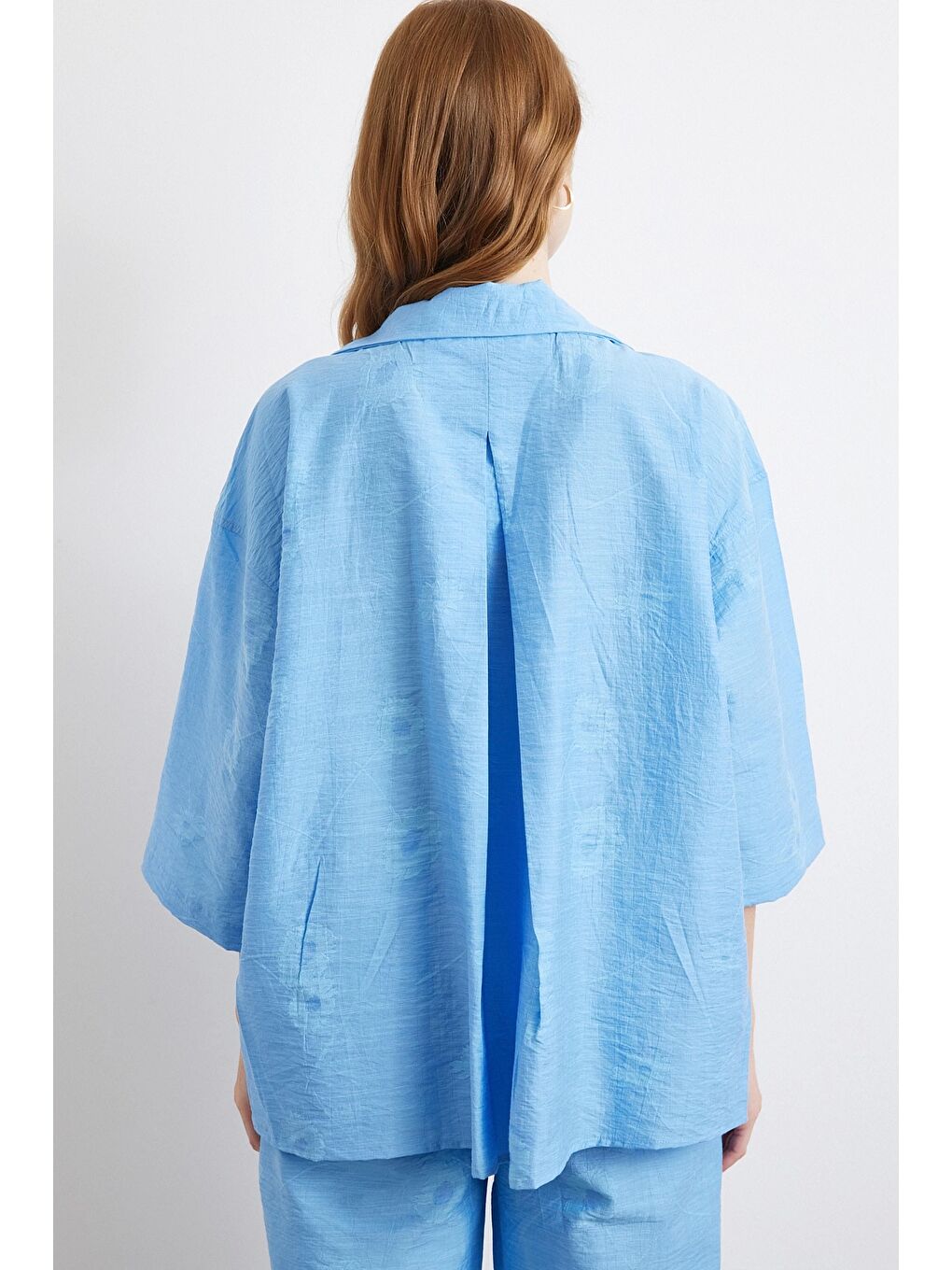 Fakir Kol Oversize Gömlek Mavi-5