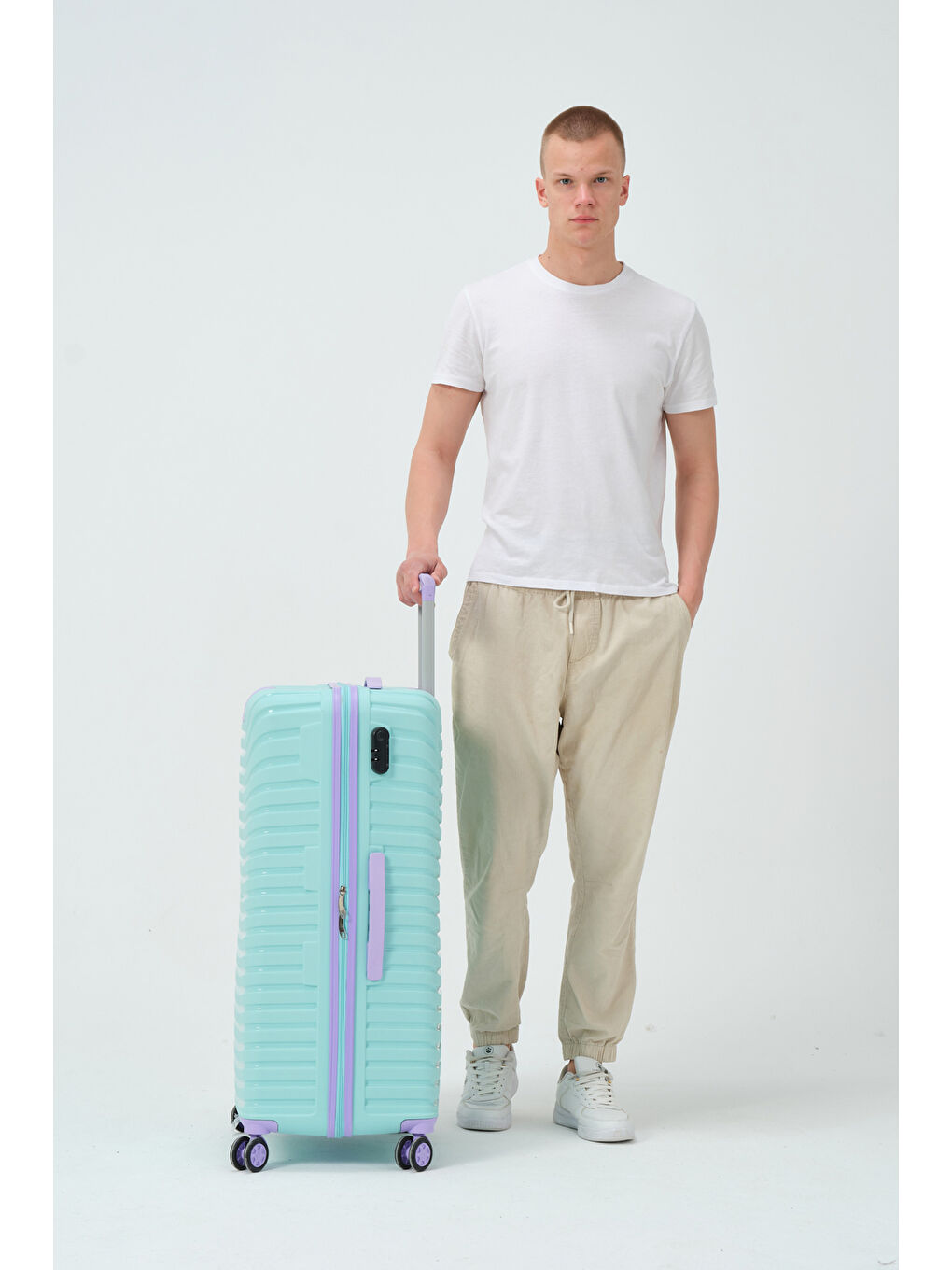 Büyük Boy Turkuaz-Lila PP Valiz-1