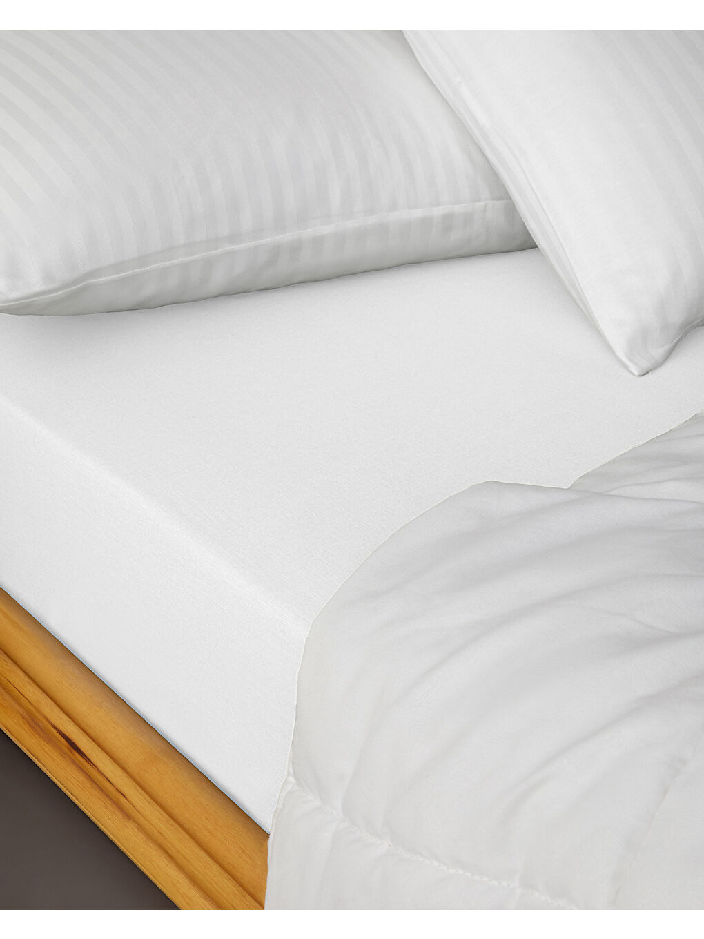 Pure Pamuklu King Size Lastikli Çarşaf 180x200 cm Beyaz-3