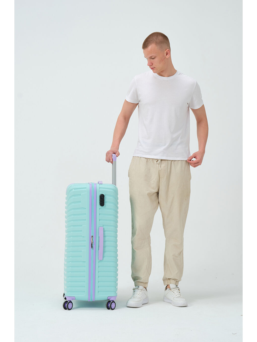 Büyük Boy Turkuaz-Lila PP Valiz-3