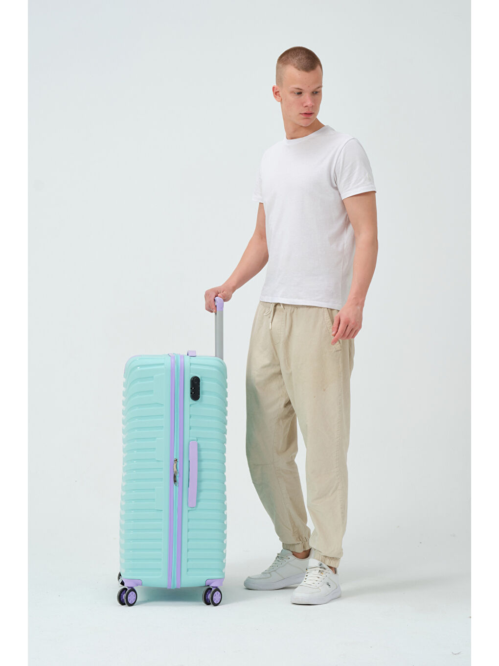 Büyük Boy Turkuaz-Lila PP Valiz-5