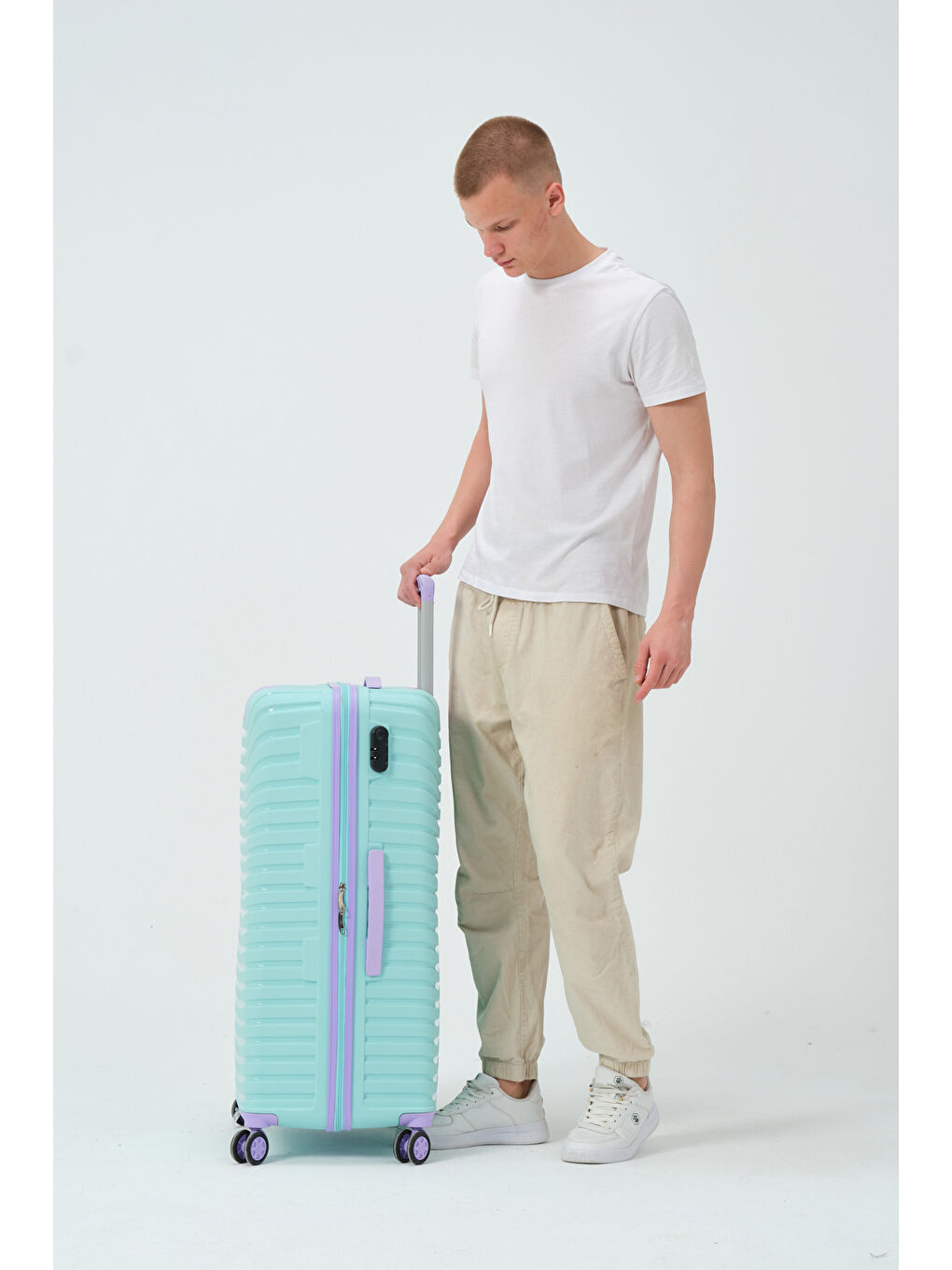 Büyük Boy Turkuaz-Lila PP Valiz-6