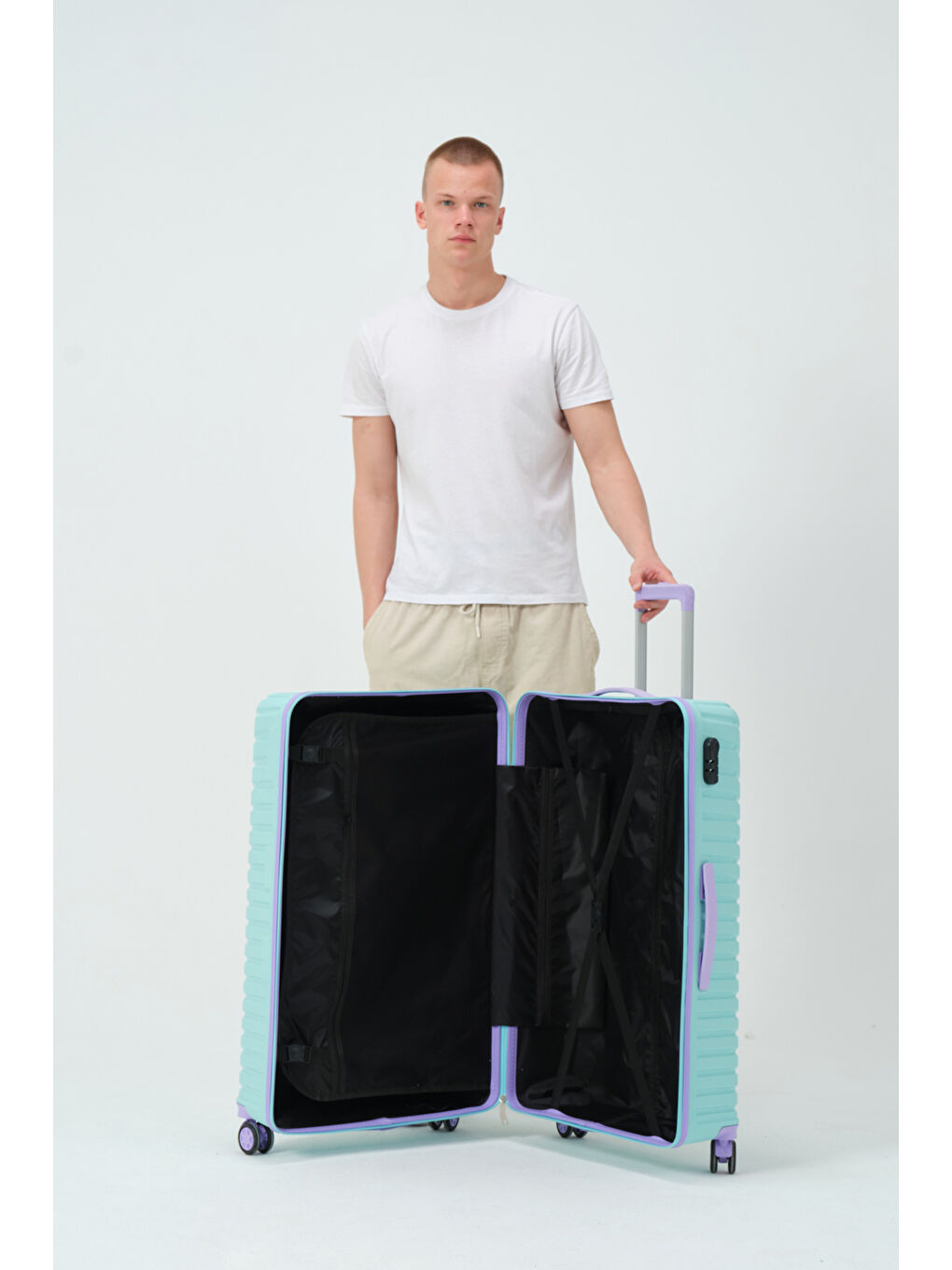 Büyük Boy Turkuaz-Lila PP Valiz-10