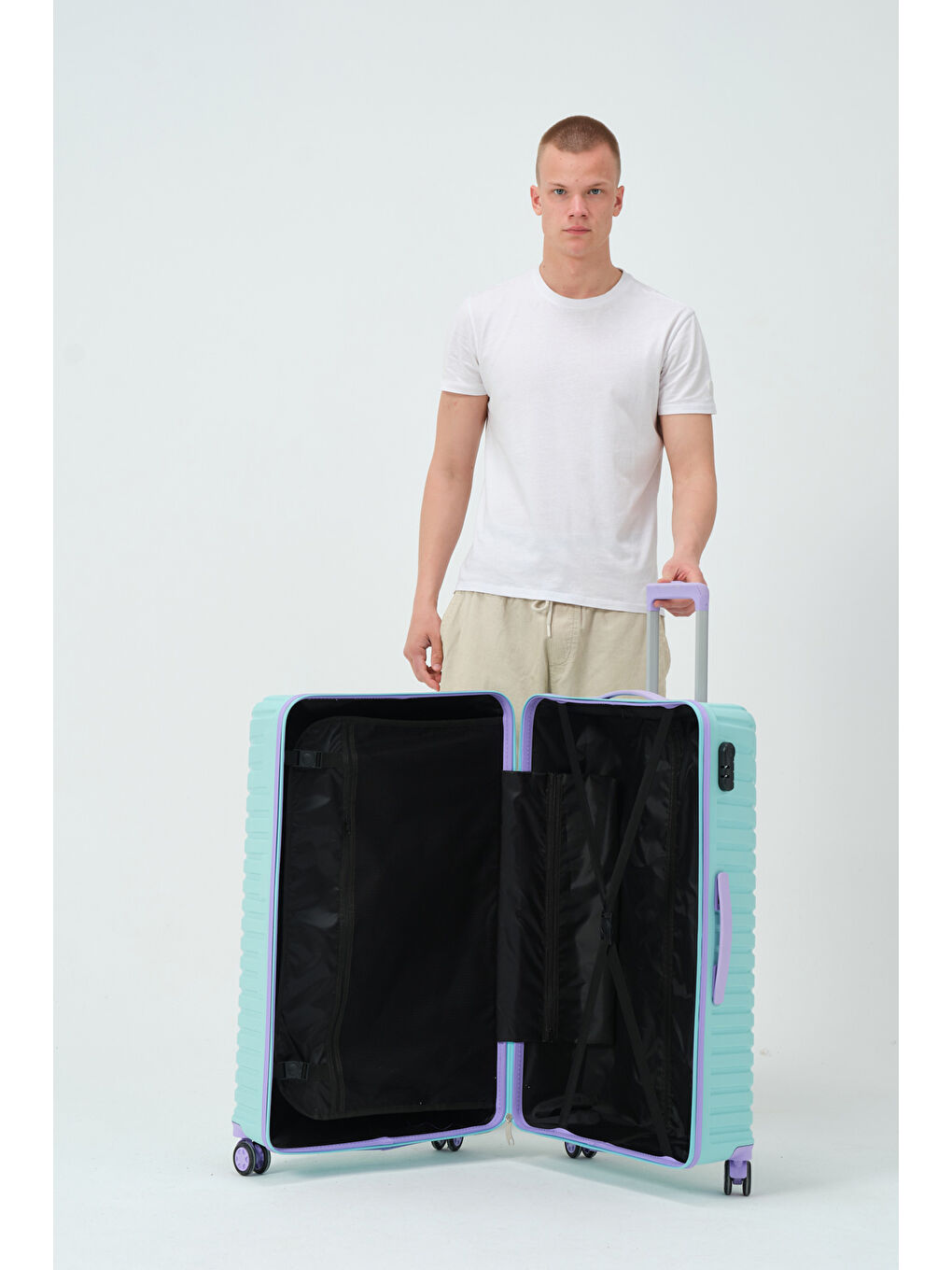 Büyük Boy Turkuaz-Lila PP Valiz-11