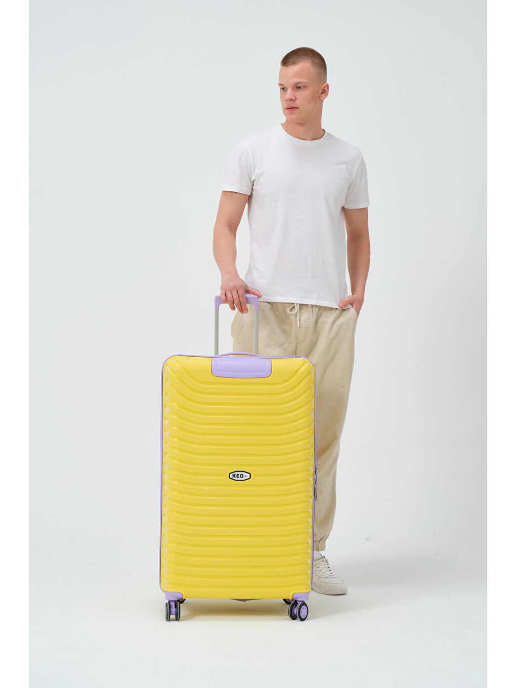 Büyük Boy Sarı-Lila PP Valiz-1